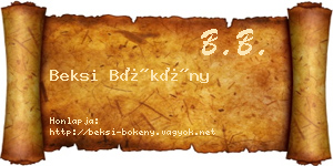 Beksi Bökény névjegykártya